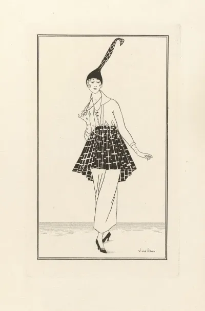 Robe De Serge Bleue A Volant Ecossais 2