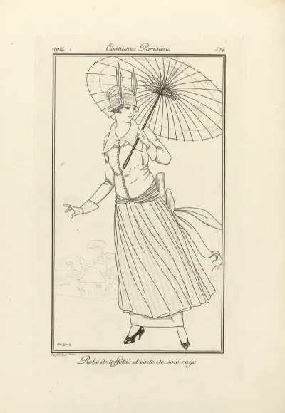 Robe De Taffetas Et Voile De Soie Raye