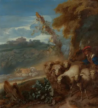 Roman Landscape With A Shepherd And Sheep