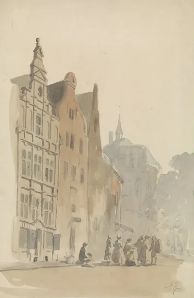 Ronde Lutherse Kerk En Enige Huizen Te Amsterdam