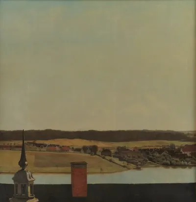 Roof Ridge Of Frederiksborg Castle With View Of Lake Town And Forrest