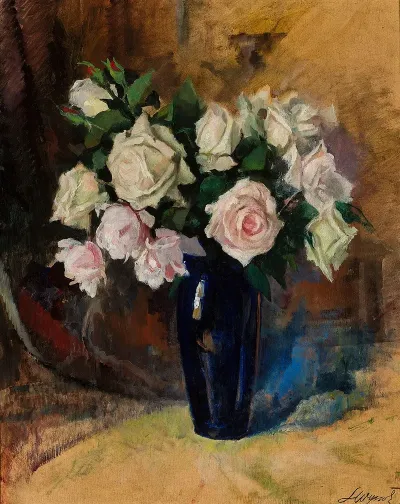 Roses In A Sapphire Vase