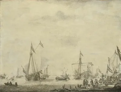 Royal Yacht And State Yacht Sail From Moerdijk With Charles II King Of England On Board 1660