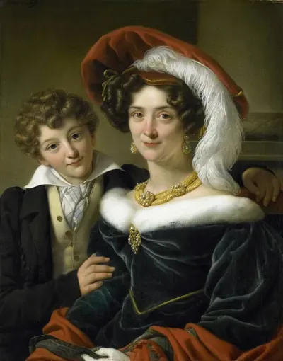 Rudolphina Wilhelmina Elizabeth De Sturler Second Wife Of Count Johannes Van Den Bosch With Their Son Richard Leeuwenhart