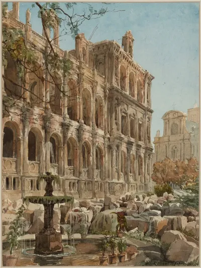 Ruines De La Facade De Lhotel De Ville En 1871