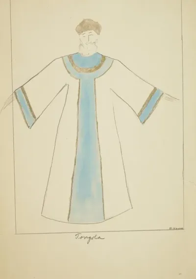 Run Little Chillun Tongola White Robe With Blue And Gold Stripes