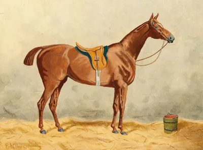 Saddled Horse In The Stable
