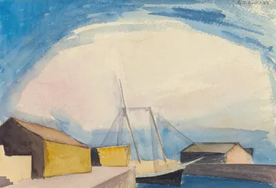 Sailboat Lumber Schooner And Wharves