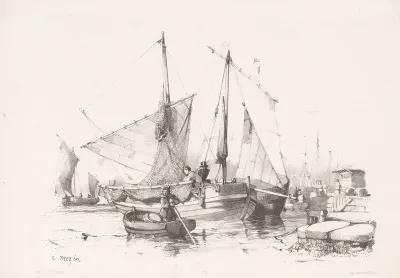 Sailing Ships And Rowboats At The Quay