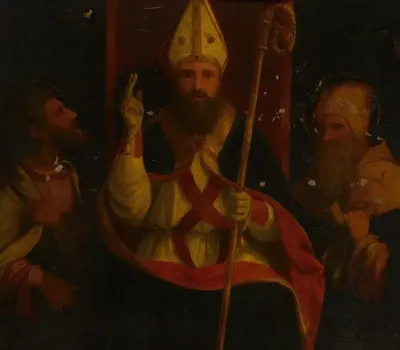 Saint Augustine Enthroned With Saint Anthony Abbot And Another Saint