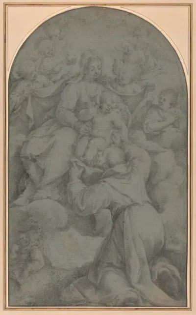 Saint Francis Of Assisi Adoring The Virgin And Child