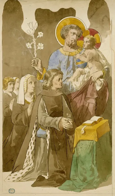 Saint Joseph Et Lenfant Jesus Parmi Une Famille En Priere