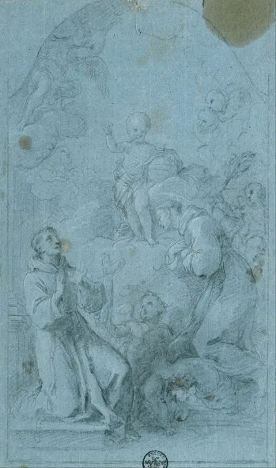 Saint Peter Of Alcantara And Saint Anthony Of Padua Worship The Christ Child