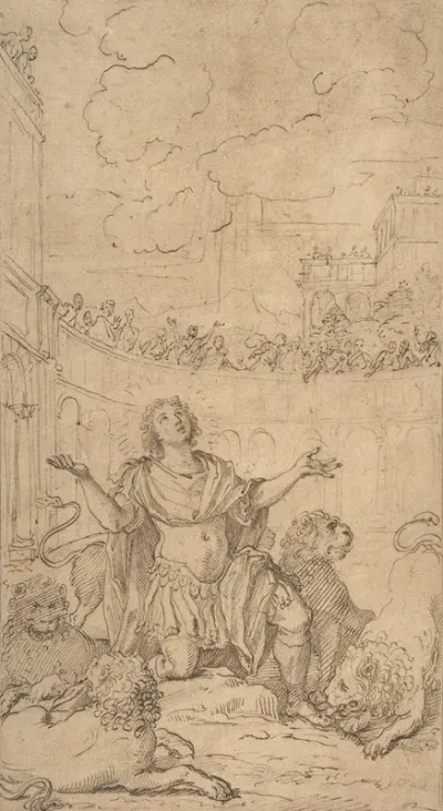 San Ponziano In An Amphitheatre Being Exposed To Lions