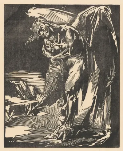 Satan Met Figuren In Zijn Armen