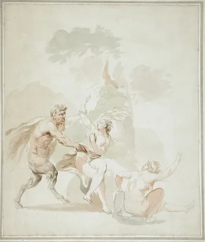 Satyr Attacking Two Nude Bathers