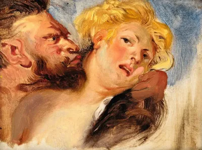 Satyr Embracing A Nymph After Peter Paul Rubens