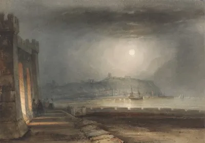 Scarborough Harbour Yorkshire Moonlight