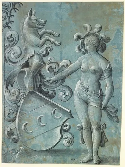 Scheibenriss Mit Dem Wappen Der Familie Von Goldenberg