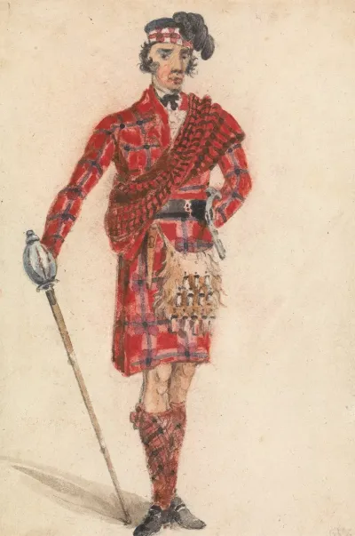 Scotsman With Sword Modern Dress Of A Highland Chieftan