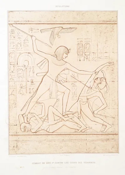 Sculpture Combat De Seti 1er Contre Les Chefs Des Tehennou Thebes Karnac Xixe Dynastie
