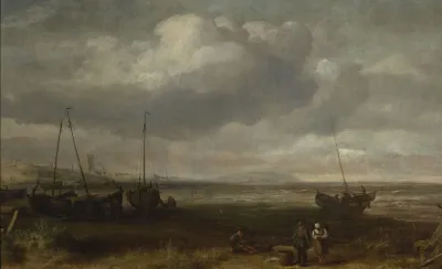 Seaside In Scheveningen With Fishing Boats