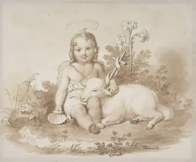Seated John The Baptist With A Lamb In A Landscape
