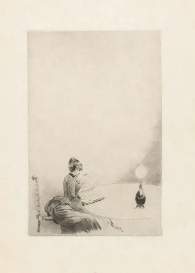 Seated Woman With An Album At A Table