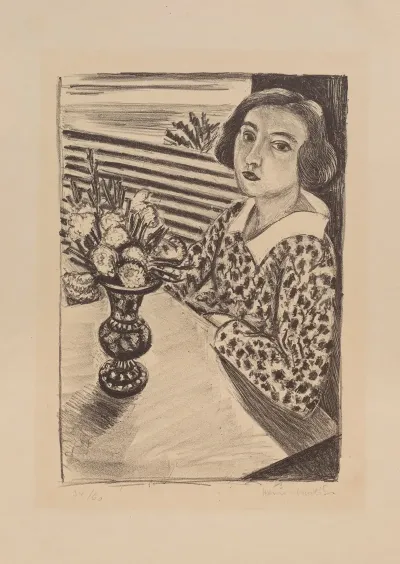 Seated Young Girl With A Bouquet Of Flowers