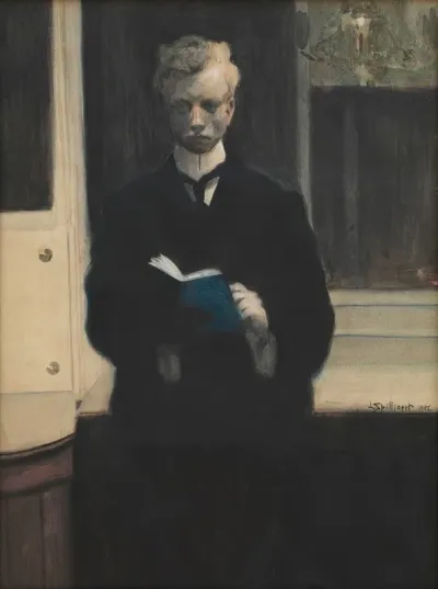 Self Portrait With Blue Sketchbook