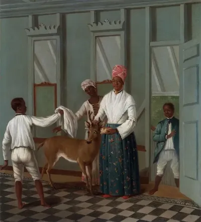 Servants Washing A Deer