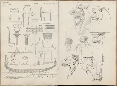 Several Egyptian Objects Details Of A Fresco By Raphael And Roman Furniture
