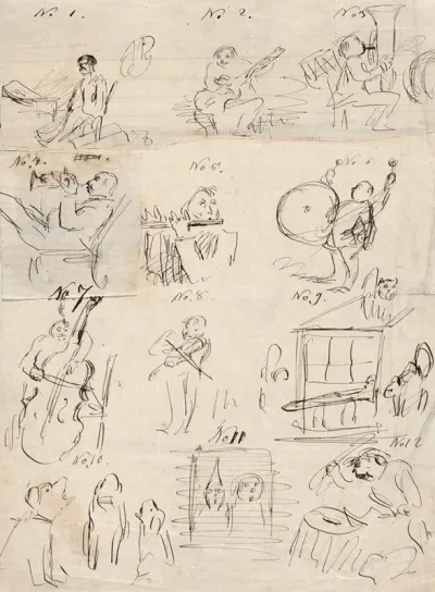 Sheet Of Sequential Drawings About Music