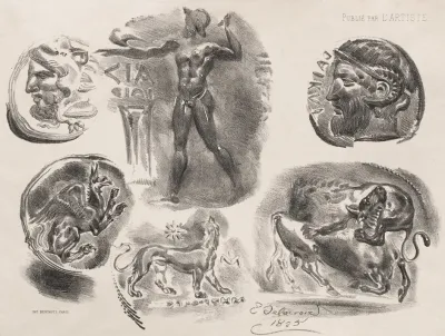 Sheet Of Six Antique Coins