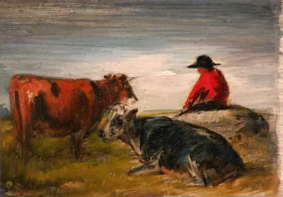 Shepherd With Cows