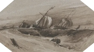 Ships Heeling Over In A Stormy Sea