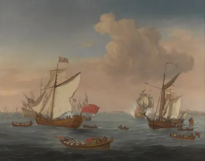 Ships In The Thames Estuary Near Sheerness