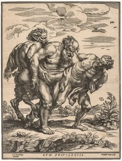 Silenus Accompanied By A Satyr And A Faun