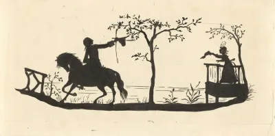 Silhouet Van De Man Die Het Huis Met Zijn Dochter Verlaat
