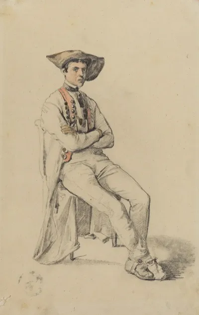 Sitzender Junger Mann In Hanauer Tracht