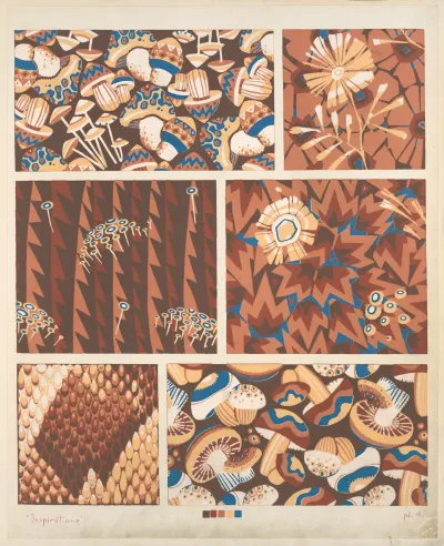 Six Plant Form Compositions Several Of Mushrooms