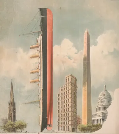 Size Comparison Of Ocean Liner Kaiser Wilhelm Der Grosse To Trinity Church The St Paul Building In New York The Washington Monument And The U S Capitol