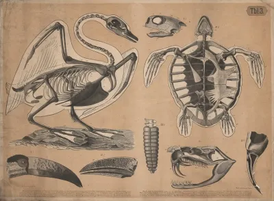 Skeleton Of A Swan And A Turtle