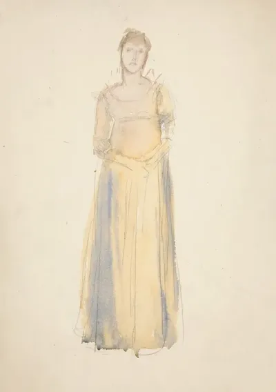 Sketch Of A Woman Dressed In Yellow