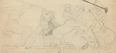 Sketch Of Centaurs And Lapiths From A Frieze