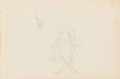 Sketch Of Face Girl Sitting On A Chair