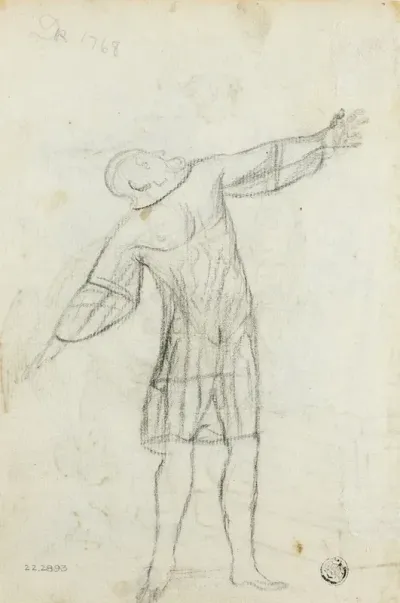Sketch Of Standing Man With Outstretched Arms