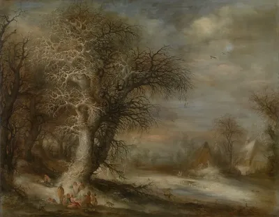 Snow Landscape With Gypsies