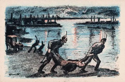 Soldaten Gooien Een Man In De Donau
