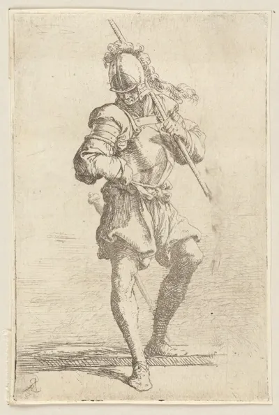 Soldier Standing Looking At The Ground